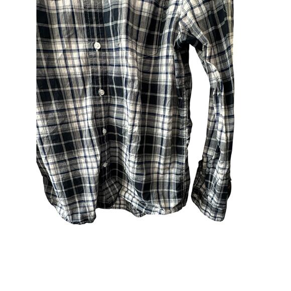 Banana Republic Blue Check Slim Fit Untucked Button Down Shirt Men's Medium - Picture 4 of 7